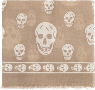 Alexander McQueen Classic Skull Scarf - Dames - Sjaals - Beige - ONE Size - Wol - Accessoires