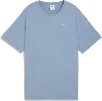 Puma T-Shirt PUMA ESS ELEVATED RELAXED WASH TEE, Damen, Gr. XL, blau (cool blau), Jersey, Obermaterial: 100% Baumwolle, bedruckt, relaxed fit normal, Rundh
