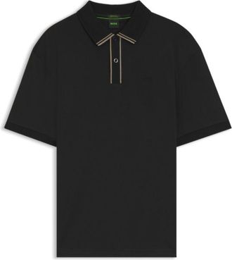 BOSS Striped-trim polo shirt in interlock cotton