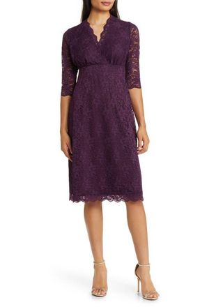 Kiyonna Scalloped Boudoir Lace Cocktail Dress in Plum Passion at Nordstrom, Size X-Large