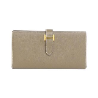 Herm&egrave;s Etoupe Gray Epsom Leather Long Wallet (Bi-Fold) (Pre-Owned)