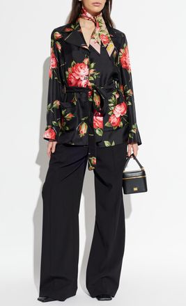 Dolce & Gabbana Silk Shirt With A Belt, Womens, Black