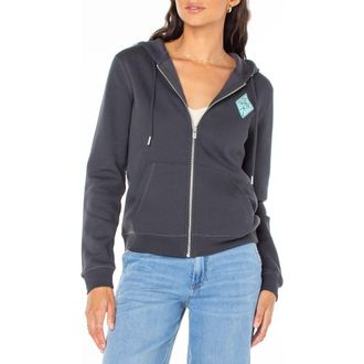 Roxy Evening Hike Fleece Zip Hoodie in Phantom at Nordstrom Rack, Size X-Small
