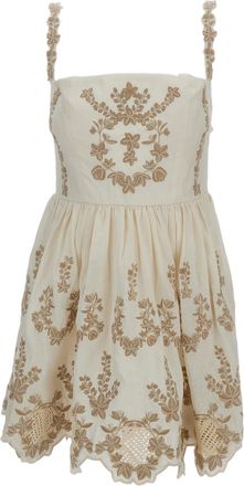 Agua Bendita White Mielero Mini Cauca Floral Mini Dress