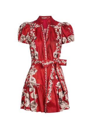 Alice & Olivia Cora Floral-print Stretch-cotton Mini Dress - Red - S (UK8-10 / S)