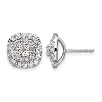 Diamond2Deal 14K White Gold 1 1/2 ct Lab Grown Diamond Double Halo Stud Earrings VS Clarity, G-H Color