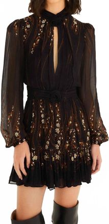 Farm Rio Womens Garden Silhouette Long Sleeve Mini Dress In Black/heather Grey