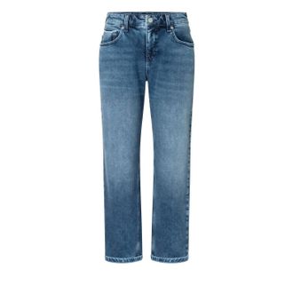 Mac Jeans Womens Denim Straight Jeans In Dark Blue
