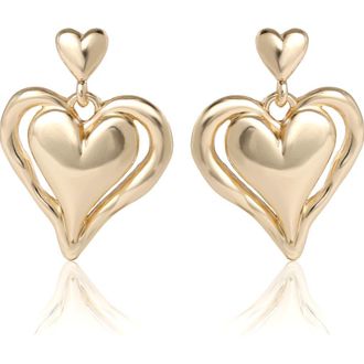 BCBGeneration eneration Double Heart Drop Earrings in Gold at Nordstrom