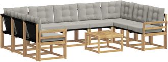 vidaXL Conjunto De Sof&aacute;s De Exterior 10 Uds. Blanco Y Gris Claro Vidaxl