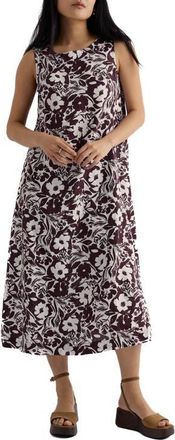 Seasalt Cornwall Cresting Waves Sleeveless Linen A-Line Dress in Summer Shadows Cacao at Nordstrom, Size 10