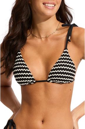 Seafolly Slider Triangle Bikini Top in Black at Nordstrom, Size 6 Us