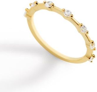 Mint & Lily Ultra Thin Floating Eternity Band in Gold Over Stering Silver at Nordstrom, Size 8
