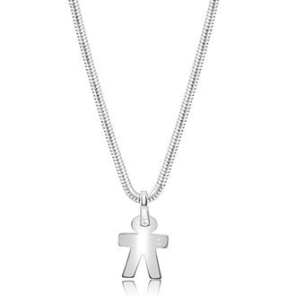 Pompeii3 Mens Steel Single Tone Man 16.5mm Pendant Flexible Snake Chain 21 Necklace