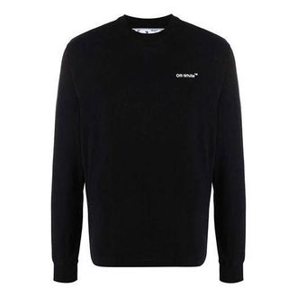 Off-white Mens Off-White SS22 Caravaggio Arrow Alphabet Long Sleeves Loose Fit Black T-Shirt OMAB064C99JER0031001