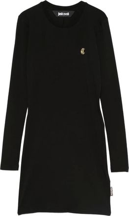 Just Cavalli Abito corto con placca logo - Nero