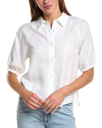 Splendid Talia Puff Sleeve Linen-Blend Top