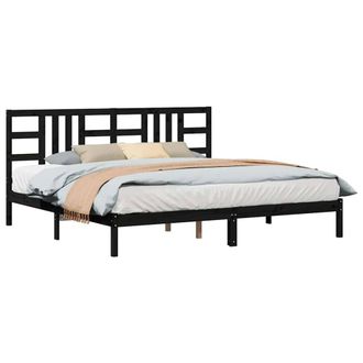 Berkfield Home Beautiful Bed Frame Black Solid Wood 200x200 cm