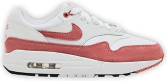 Nike Air Max 1 87 Sneaker in White / Canyon Pink Suede Women Low-Top