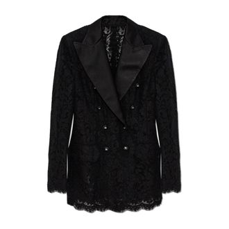Dolce & Gabbana Dames, Jassen, Zwart, Maat: M Leer