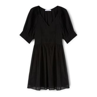 Motivi Korte Katoenen Muslin Jurk - Dames - Korte kleedjes - Zwart - XL - Katoen - Kleedjes