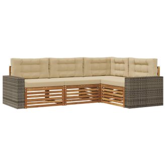 vidaXL Conjunto De Sof&aacute;s De Exterior 4 Pcs Natural Y Beige Vidaxl