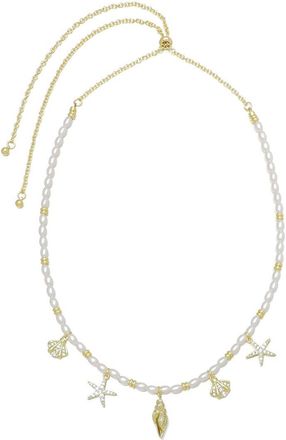 Adornia Adornia 14K Plated Cz Adjustable Charm Necklace