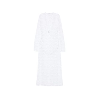 Os&eacute;ree Lace-embellished V-neck Maxi Dress