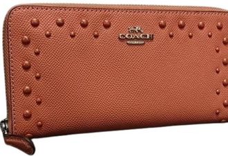 Coach Coral Pink Leather Long Wallet (Bi-Fold) (Pre-Owned)