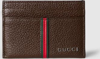 Gucci Card Case With Web, Brown, Leather