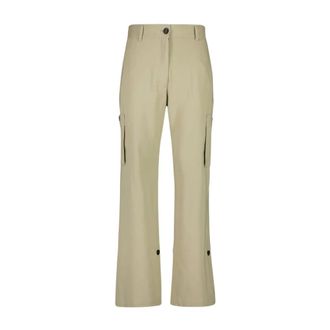 Ferragamo Wide Trousers, female, Beige, XS, Silk Blend Cargo Trousers