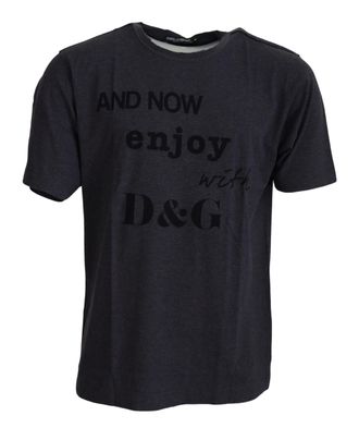 Dolce & Gabbana Grijze Crewneck Katoenen Korte Mouwen Heren T-shirt