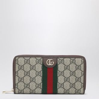 Gucci Ophidia zip-around wallet in beige and brown GG Supreme canvas