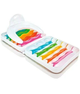 Trade Shop Traesio - Materassino Poltrona Gonfiabile 2 In 1 Pieghevole Con Schienale Piscina 198x94cm - - Trade Shop