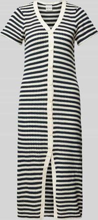 Ichi Strickkleid mit V-Ausschnitt Modell LORIANNA in Marine, Gr&ouml;&szlig;e M
