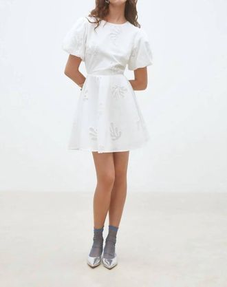 Suncoo Celest Short Embroidered Poplin Dress In Off White
