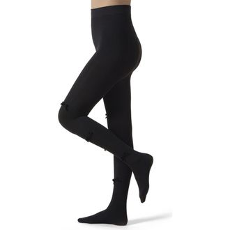 MeMoi Velvet Bow Rib Cotton Tights in Black at Nordstrom Rack, Size Small/medium