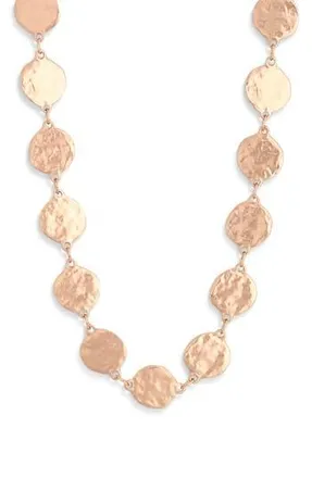 Karine Sultan Hammered Disc Long Necklace in Rose Gold at Nordstrom Rack