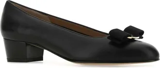 Ferragamo Womens Black Leather Vara Pumps Nero Scarpe Con Tacco High Heel Shoes