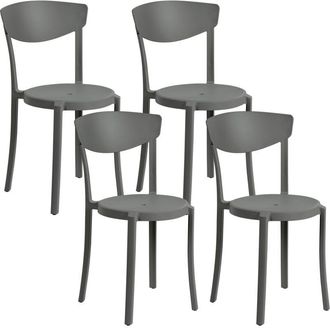 Beliani Conjunto De 4 Sillas De Comedor Gris Oscuro Polipropileno Ligero Resistente Vieste