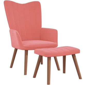 vidaXL Sill&oacute;n De Relax Con Taburete Terciopelo Rosa Vidaxl