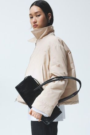 H&M Padded Bomber Jacket in Light Beige at Nordstrom, Size X-Small