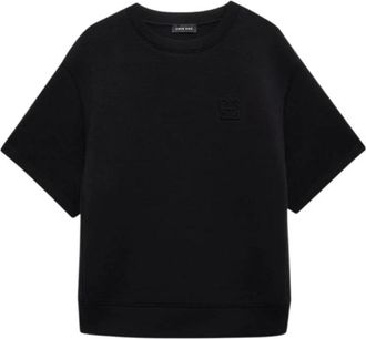 Anine Bing Omlijst Monogram Sweatshirt Hybride Stijl - Dames - T-shirts - Zwart - M - Nylon - Tops