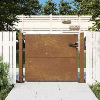 Berkfield Home Garden Gate 105x80 cm Corten Steel in Brown