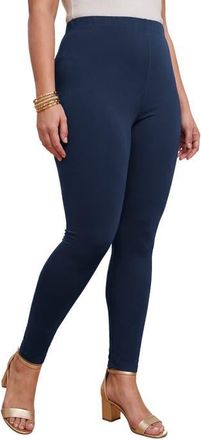 Jessica London Everyday Stretch Cotton Capri Legging in Navy at Nordstrom, Size 36