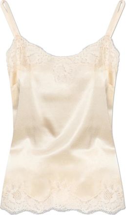 Dolce & Gabbana Satijnen Top in Lingerie-Stijl - Dames - Tops zonder mouwen - Beige - S - Satijn - Tops