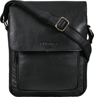 STILORD Ragnar Genuine Leather Shoulder Bag - Small Messenger Crossbody Satchel Business Bag for Men, Colour:black