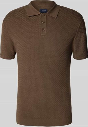 Mc Neal Strickpolo mit kurzer Knopfleiste in Mittelbraun, Größe XXXL