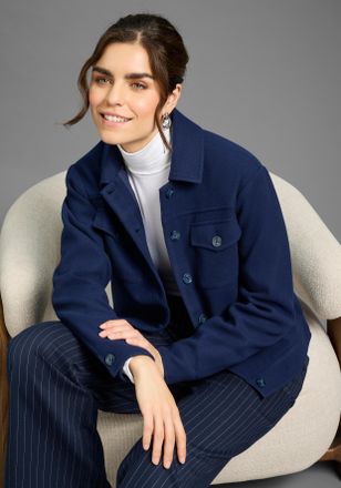 Laura Scott Kurzjacke LAURA SCOTT, Damen, Gr. 34, marine, Web, Obermaterial: 100% Polyester. Futter: 100% Polyester, unifarben, normal, mit Kn&ouml;pfen, Jacken Kurzja