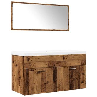 vidaXL Vidaxl Set Mobili Da Bagno 3 Pz Legno Antico In Legno Multistrato